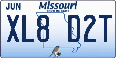 MO license plate XL8D2T