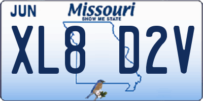 MO license plate XL8D2V