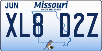 MO license plate XL8D2Z