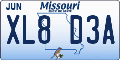 MO license plate XL8D3A