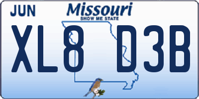 MO license plate XL8D3B