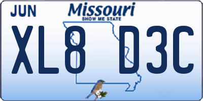 MO license plate XL8D3C