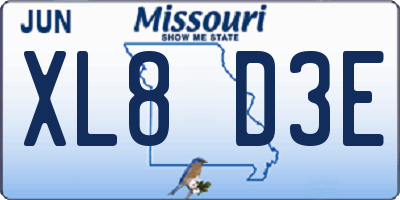 MO license plate XL8D3E