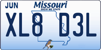 MO license plate XL8D3L