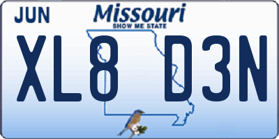 MO license plate XL8D3N