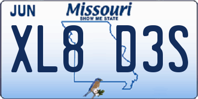 MO license plate XL8D3S