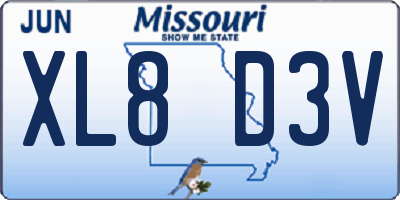 MO license plate XL8D3V