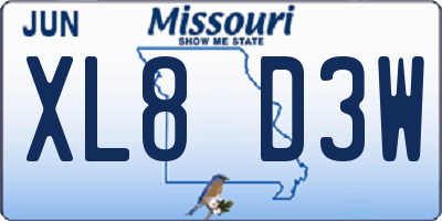 MO license plate XL8D3W