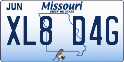 MO license plate XL8D4G