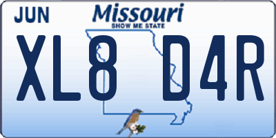 MO license plate XL8D4R