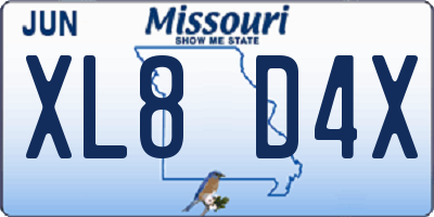 MO license plate XL8D4X