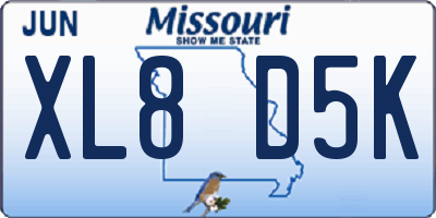 MO license plate XL8D5K