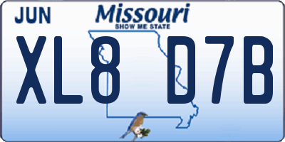 MO license plate XL8D7B