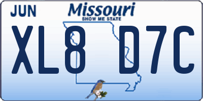 MO license plate XL8D7C