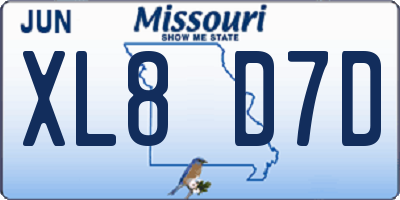 MO license plate XL8D7D