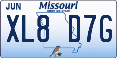 MO license plate XL8D7G
