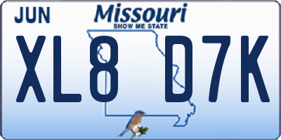 MO license plate XL8D7K