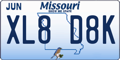 MO license plate XL8D8K