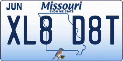 MO license plate XL8D8T