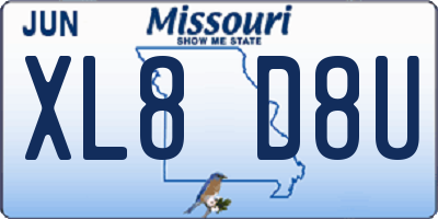 MO license plate XL8D8U