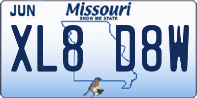MO license plate XL8D8W