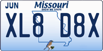 MO license plate XL8D8X