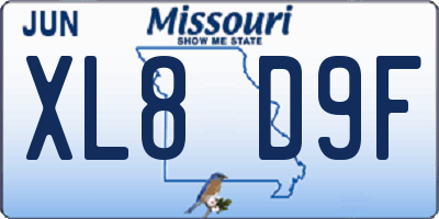 MO license plate XL8D9F
