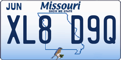 MO license plate XL8D9Q