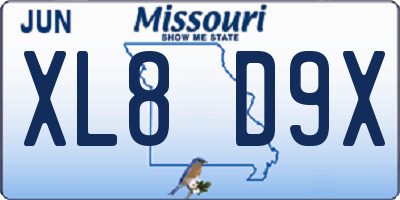 MO license plate XL8D9X