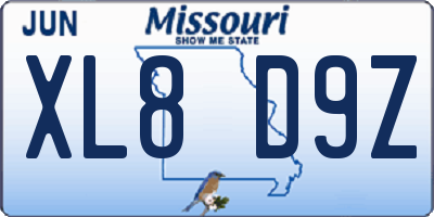 MO license plate XL8D9Z