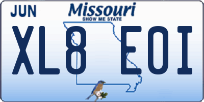 MO license plate XL8E0I