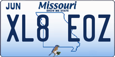 MO license plate XL8E0Z
