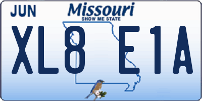MO license plate XL8E1A
