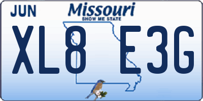 MO license plate XL8E3G