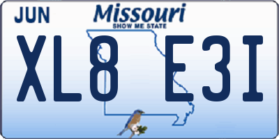 MO license plate XL8E3I
