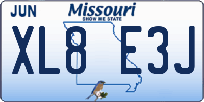 MO license plate XL8E3J