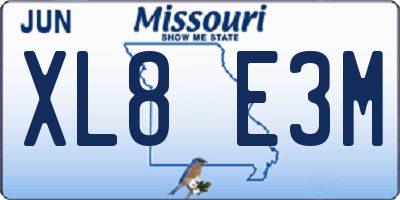 MO license plate XL8E3M