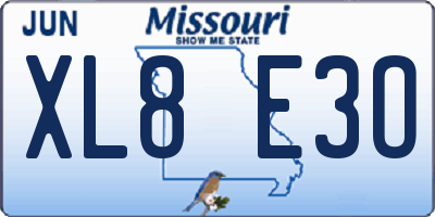 MO license plate XL8E3O