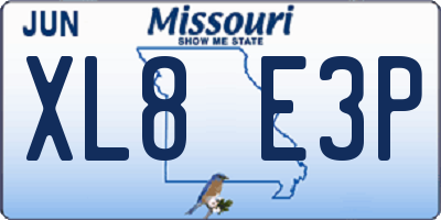 MO license plate XL8E3P