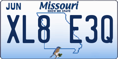 MO license plate XL8E3Q
