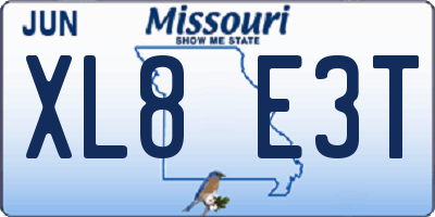 MO license plate XL8E3T