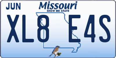 MO license plate XL8E4S