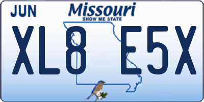 MO license plate XL8E5X