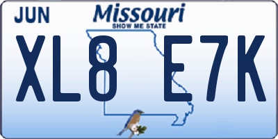 MO license plate XL8E7K