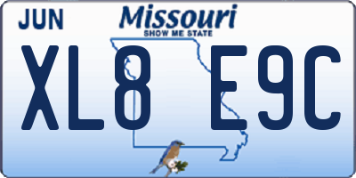 MO license plate XL8E9C