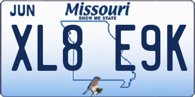 MO license plate XL8E9K