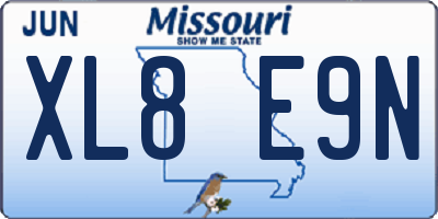 MO license plate XL8E9N