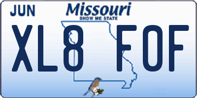 MO license plate XL8F0F