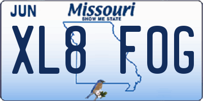 MO license plate XL8F0G