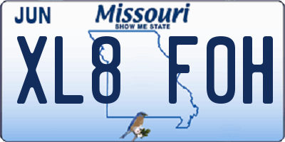 MO license plate XL8F0H